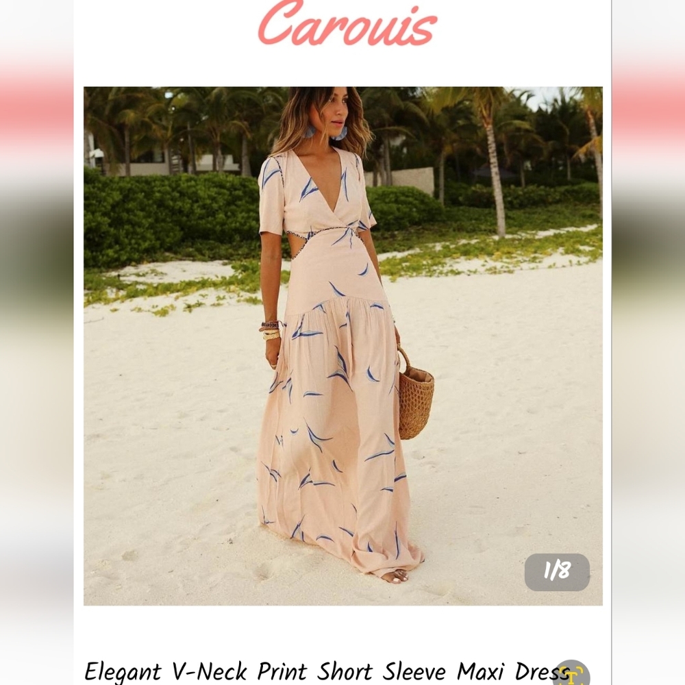 V-neck short sleeve maxi